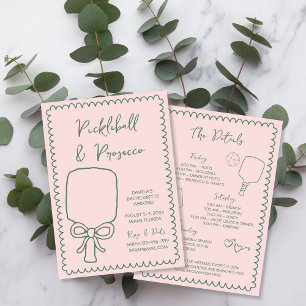 Pickleball & Prosecco Hand Drawn Bachelorette Invitation