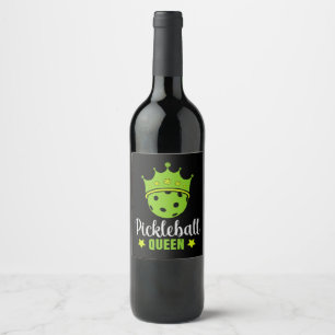 Pickleball Queen Funny Pickle Ball Queen  Wine Label