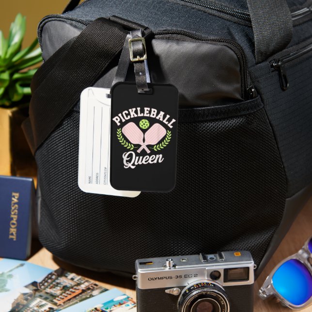 Pickleball Queen Funny Pickleball Player Luggage Tag (Front & Back)
