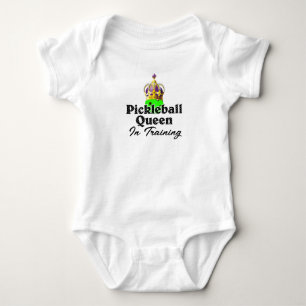 Pickleball Queen - Green Pickleball Wearing Crown Baby Bodysuit