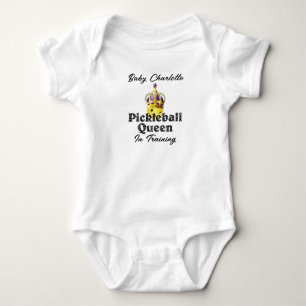 Pickleball Queen in Training Yellow Ball in Crown Baby Bodysuit