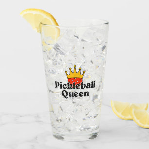 Pickleball Queen Orange Ball in Crown Personalised Glass