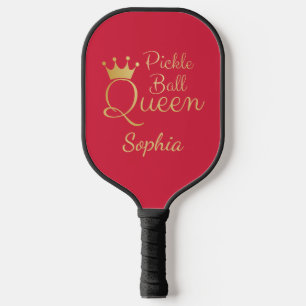 Pickleball Queen Pink and Gold With Name Paddle