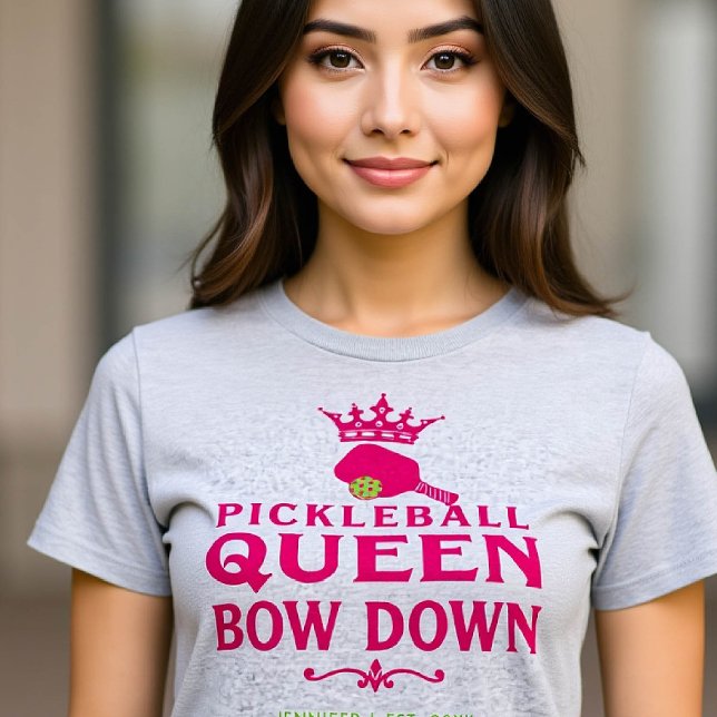 Pickleball Queen Pink Personalised Gift for Her T-Shirt (pickleball gift for her funny tshirt women birthday christmas club mom friend personalized pink)