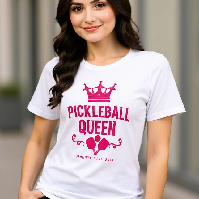Pickleball Queen Pink Personalised Gift Funny Tri-Blend Shirt (pickleball gift for her funny queen shirt women birthday christmas mom girfriend personalized)