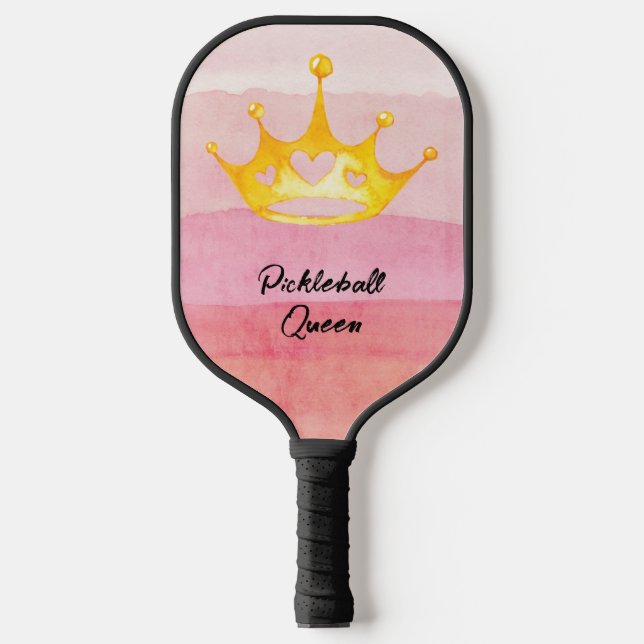 Pickleball Queen Pink Watercolor Monogrammed Pickl Paddle (Front)