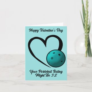 Pickleball Rating Valentine Heart Blue Pickleball Card