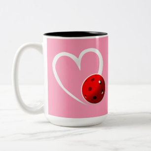 Pickleball Rating Valentine Heart Red Pink Two-Tone Coffee Mug