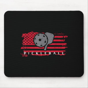 Pickleball red american flag pickle ball men women mouse pad