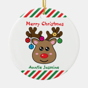Pickleball Reindeer 🎄 Ceramic Tree Decoration