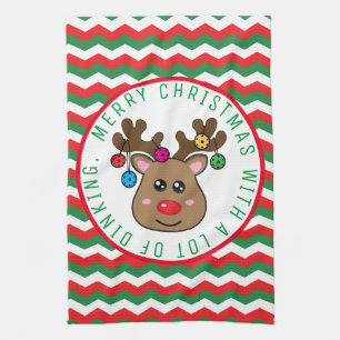 Pickleball Reindeer  Kitchen Towel