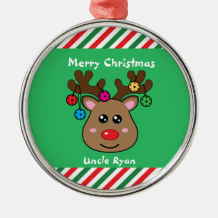 Pickleball Reindeer 🎄 Metal Tree Decoration