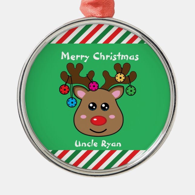 Pickleball  Reindeer 🎄  Metal Tree Decoration (Front)