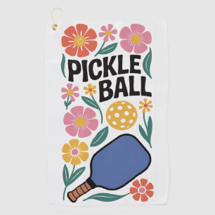 Pickleball Retro Floral Paddle Sports Golf Towel