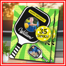 Pickleball RETRO Green Sports PHOTO Birthday Card