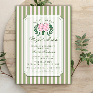 Pickleball Retro Perfect Match Bridal Shower Invitation