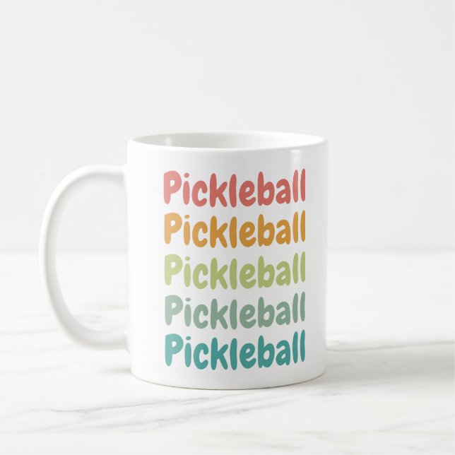 Pickleball Retro Pickleball Player Coffee Mug (Left)