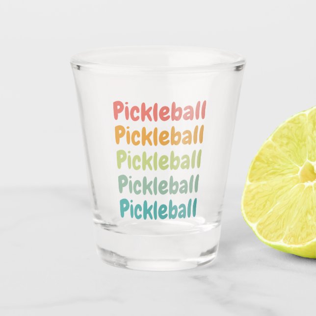 Pickleball Retro Pickleball Player Shot Glass (Front)