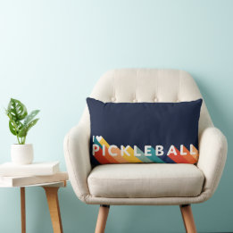 Pickleball Retro Rainbow I Heart Pickleball Lumbar Cushion