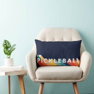 Pickleball Retro Rainbow I Heart Pickleball Lumbar Cushion