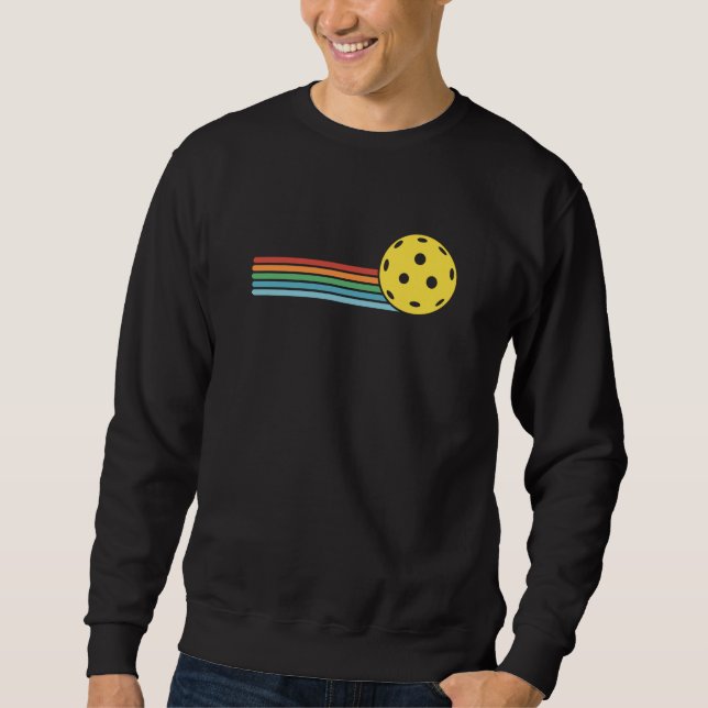 Pickleball Retro Sunset Sport Game Pickle Ball Fan Sweatshirt (Front)