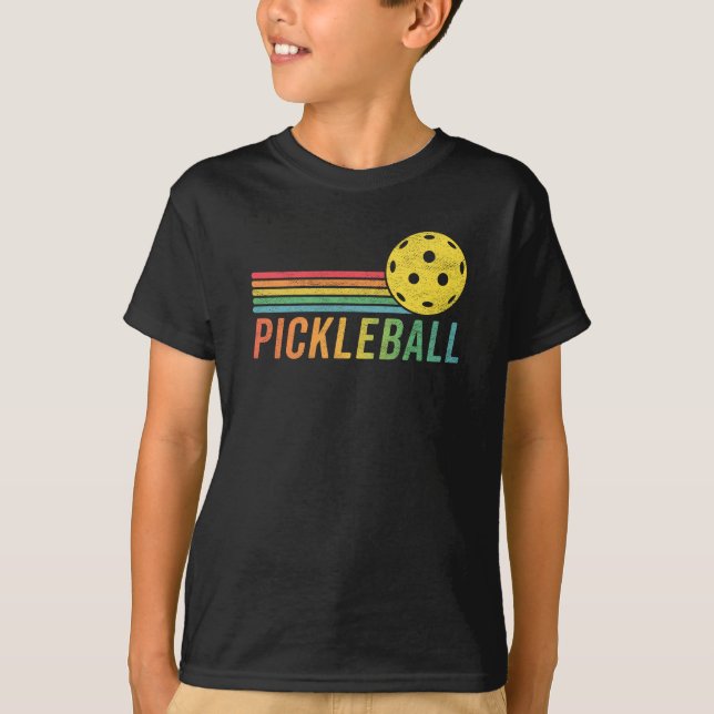 Pickleball Retro Sunset Sport Game Pickle Ball Fan T-Shirt (Front)