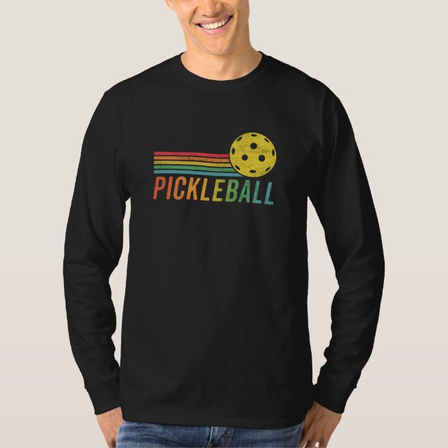 Pickleball Retro Sunset Sport Game Pickle Ball Fan T-Shirt (Front)