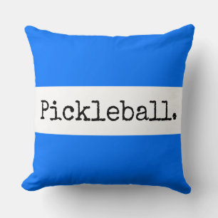 PICKLEBALL Retro Text Bright Blue White Stripes Cushion