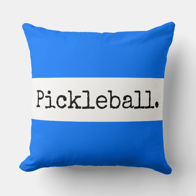 PICKLEBALL Retro Text Bright Blue White Stripes Cushion (Front)
