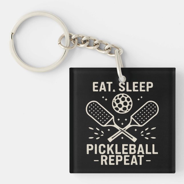 Pickleball Routine : Eat Sleep Pickleball Repeat Key Ring (Front)