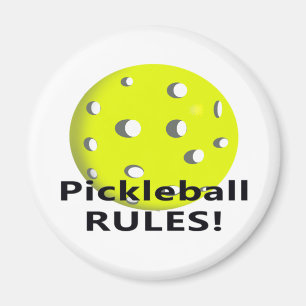 Pickleball Rules! With yellow ball black text Magnet
