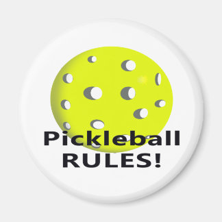 Pickleball Rules! With yellow ball black text Magnet
