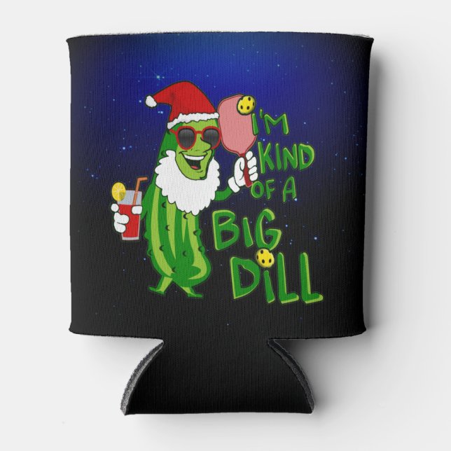 Pickleball Santa Big Dill Can Cooler (Front)