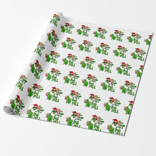 Pickleball Santa Big Dill Wrapping Paper (Unrolled)