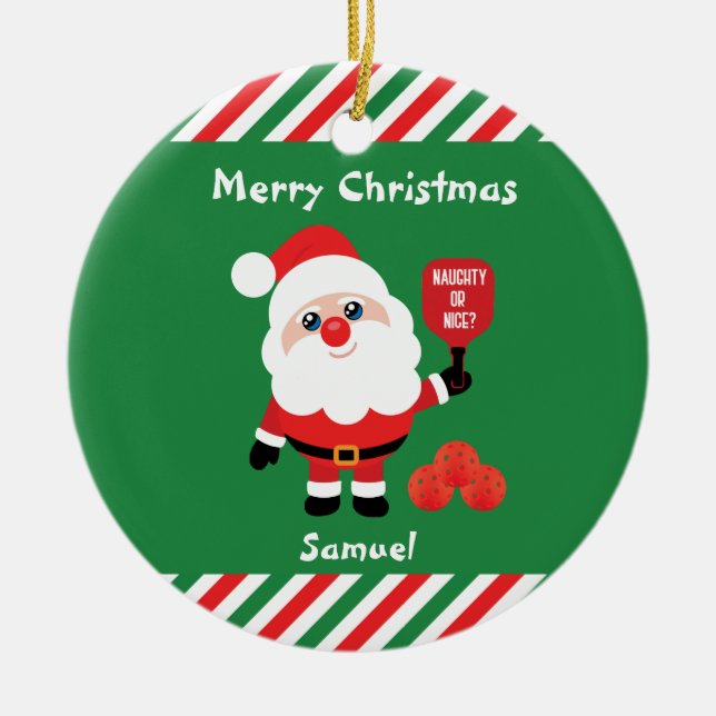 Pickleball🎅 Santa  Ceramic Tree Decoration (Front)