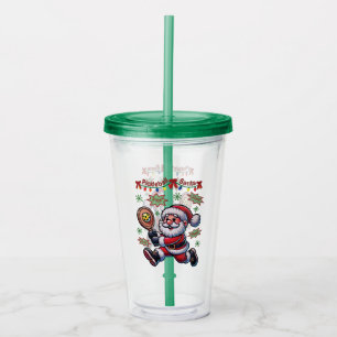 Pickleball Santa Claus Christmas Acrylic Tumbler
