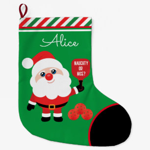 Pickleball🎅 Santa  Large Christmas Stocking