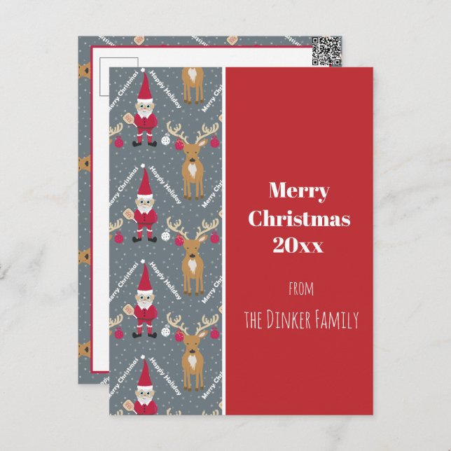  Pickleball Santa 🎅Merry Christmas 🎁   Postcard (Front/Back)