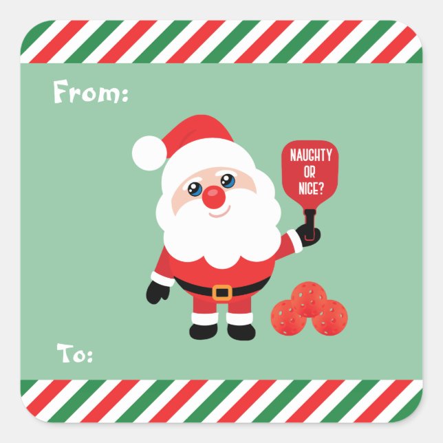Pickleball🎅 Santa Square Sticker (Front)