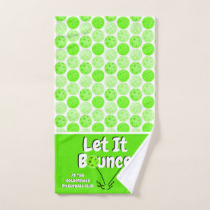 Pickleball Serve Let It Bounce Green Personalised Hand Towel