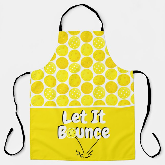 Pickleball Serve Let It Bounce Yellow Personalised Apron (Front)