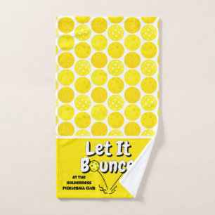 Pickleball Serve Let It Bounce Yellow Personalised Hand Towel