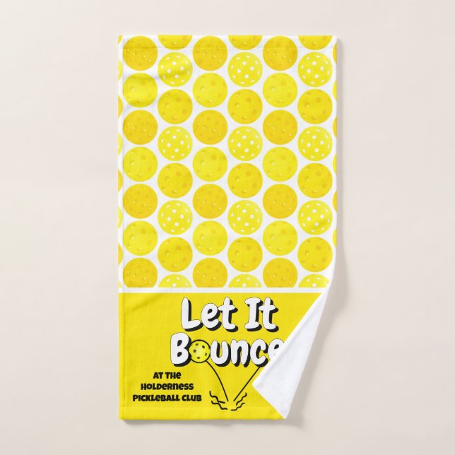 Pickleball Serve Let It Bounce Yellow Personalized Hand Towel (Hand Towel)