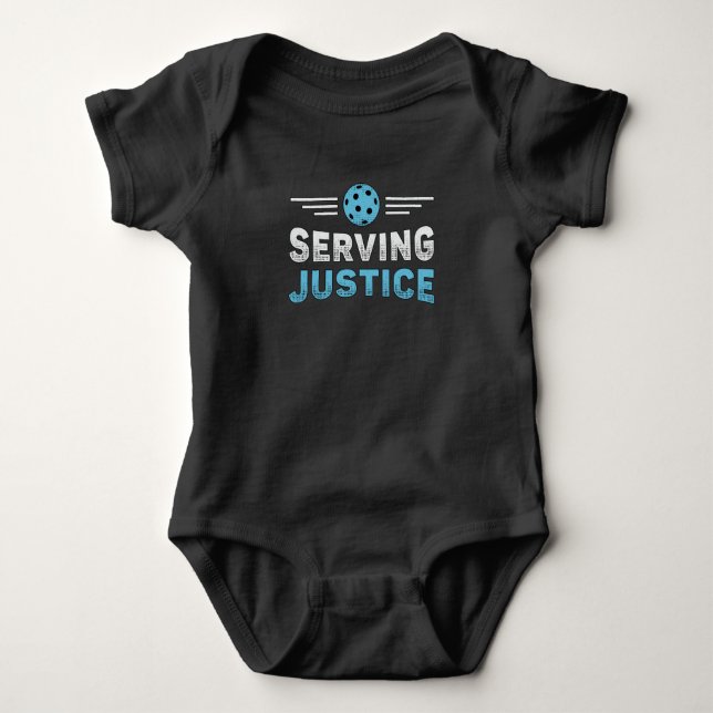Pickleball Serving Justice Sport Pickleball Player Baby Bodysuit (Front)