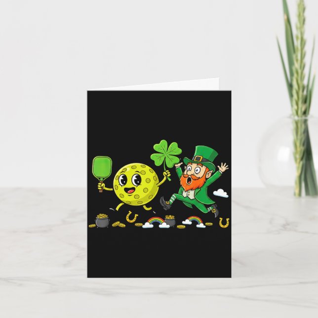 Pickleball shamrock clover st patricks day womens card (Front)