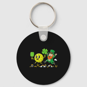Pickleball shamrock clover st patricks day womensP Key Ring