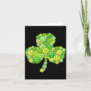 Pickleball shamrock st patrick's day lucky clover card