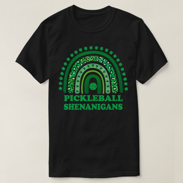 Pickleball Shenanigans St Patricks Day Shamrock Sa T-Shirt (Design Front)