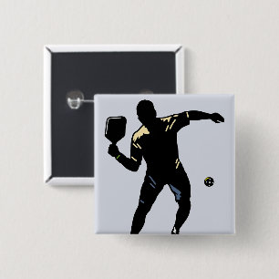 PICKLEBALL SILHOUETTE ATTACK 15 CM SQUARE BADGE