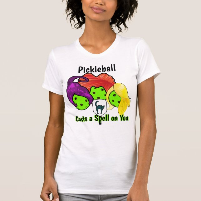 Pickleball Sister Witches Halloween T-Shirt (Front)